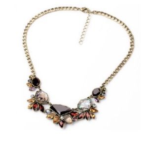 Burgundy & Gold Stone Statement Necklace